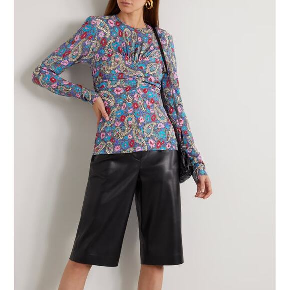 ISABEL MARANT Linazi Gathered Printed Jersey Top Size 36 - Picture 15 of 15